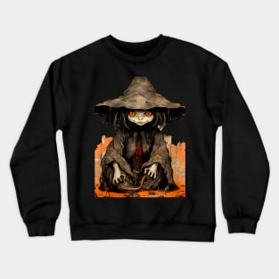 Halloween Apprentice: The Little Goblin Witch on a dark (knocked out) background Crewneck Sweatshirt